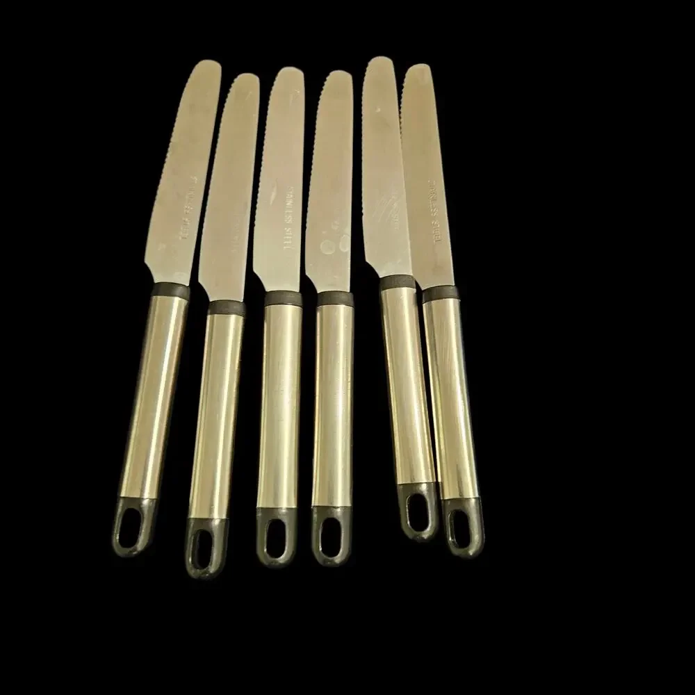 18 Pc Mid Century Stainless Steel Flatware Set Satin Handle Knives Spoons Fork